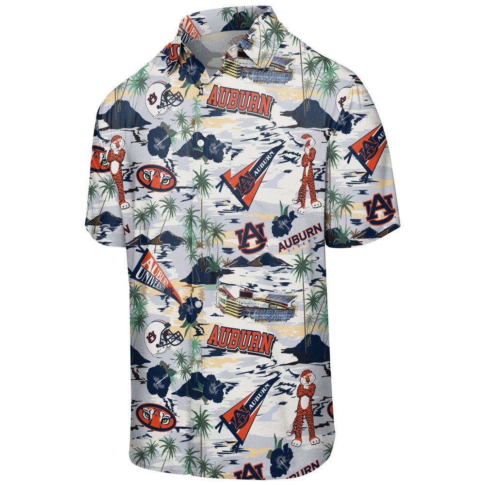 Auburn Tigers NCAA Mens Thematic Stadium Print Button Up Shirt