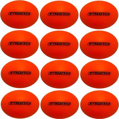 TronX Street Hockey Balls - 12 Pack - Low No Bounce Orange Outdoor Official Street Roller DEK Hockey Balls
