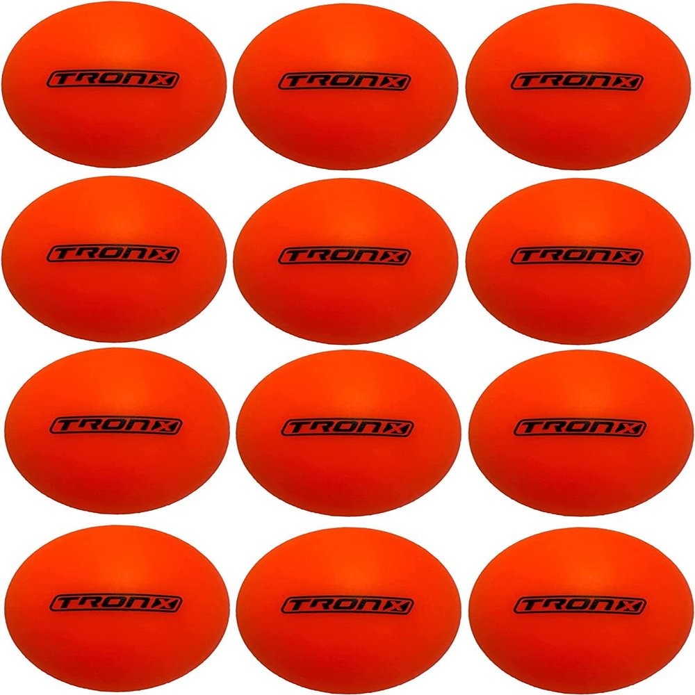 TronX Street Hockey Balls - 12 Pack - Low No Bounce Orange Outdoor Official Street Roller DEK Hockey Balls