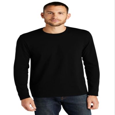 District Re-Tee Long Sleeve - 100% Recycled T-Shirt for Men & Women, Regular Fit Casual Top, Soft & Stylish, Black, M