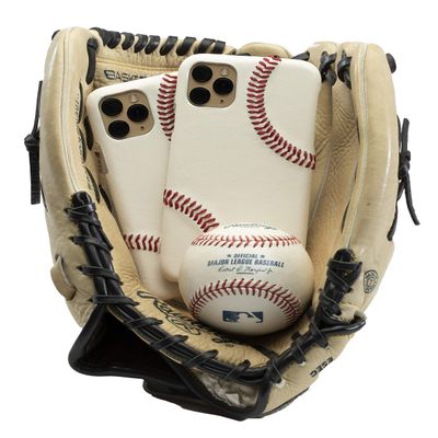 mcmadley Baseball Phone Case for iPhone 13 Mini - Made with Professional Baseball Leather and Raised Red Hand Stitching, Thin Case, Protective Grip, Authentic Leather Cover