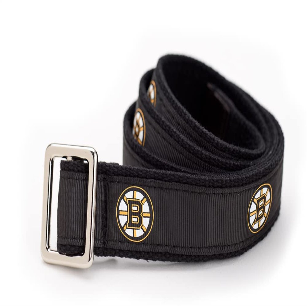 GELLS Boston Bruins NHL Hockey Belt Officially Licensed With Nickel Finished Brass Buckle And Logo Tin Adult Size Medium
