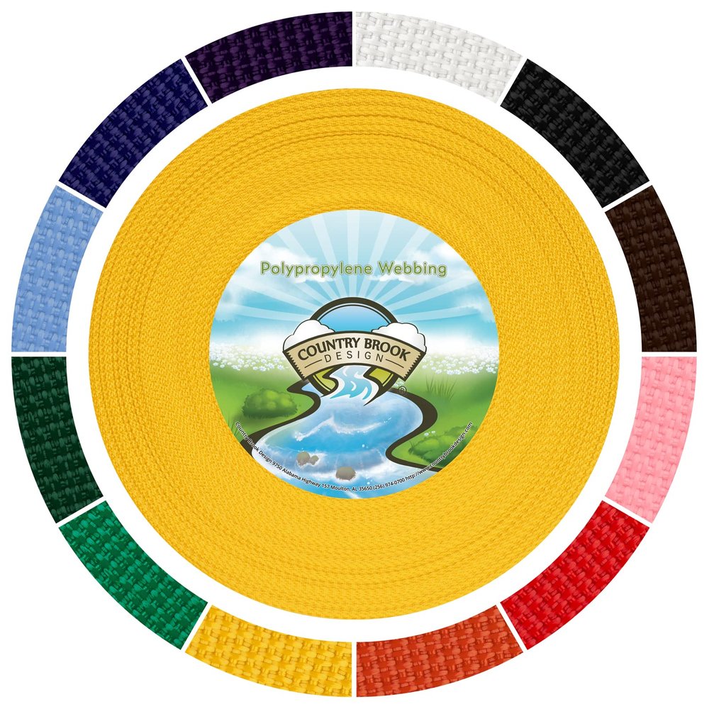 Country Brook Design - 1/2 Inch Lightweight Polypropylene (Polypro) Webbing for Outdoors, Crafting & DIY (Yellow, 10 Yards)