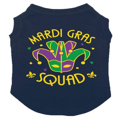 Mardi Gras Squad - Masquerade Dog Shirt (Navy, Small)