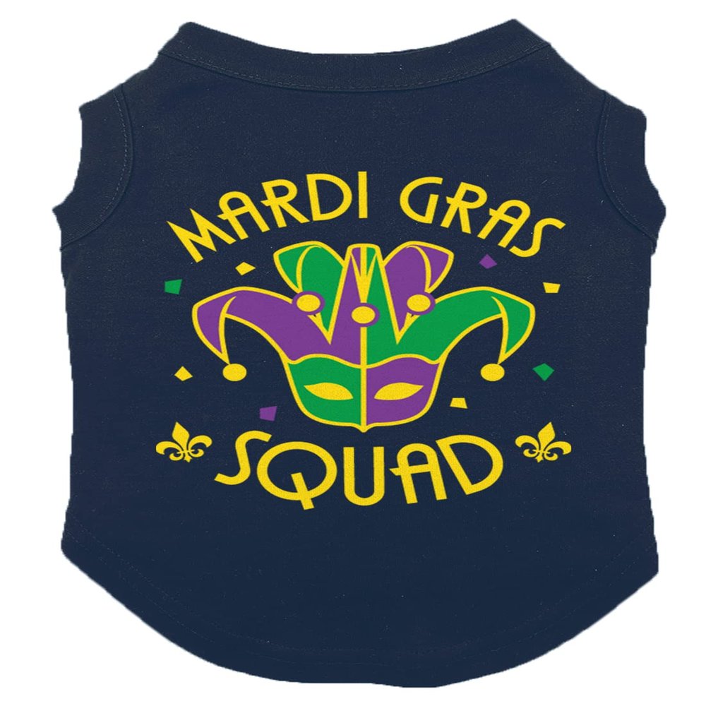 Mardi Gras Squad - Masquerade Dog Shirt (Navy, Small)