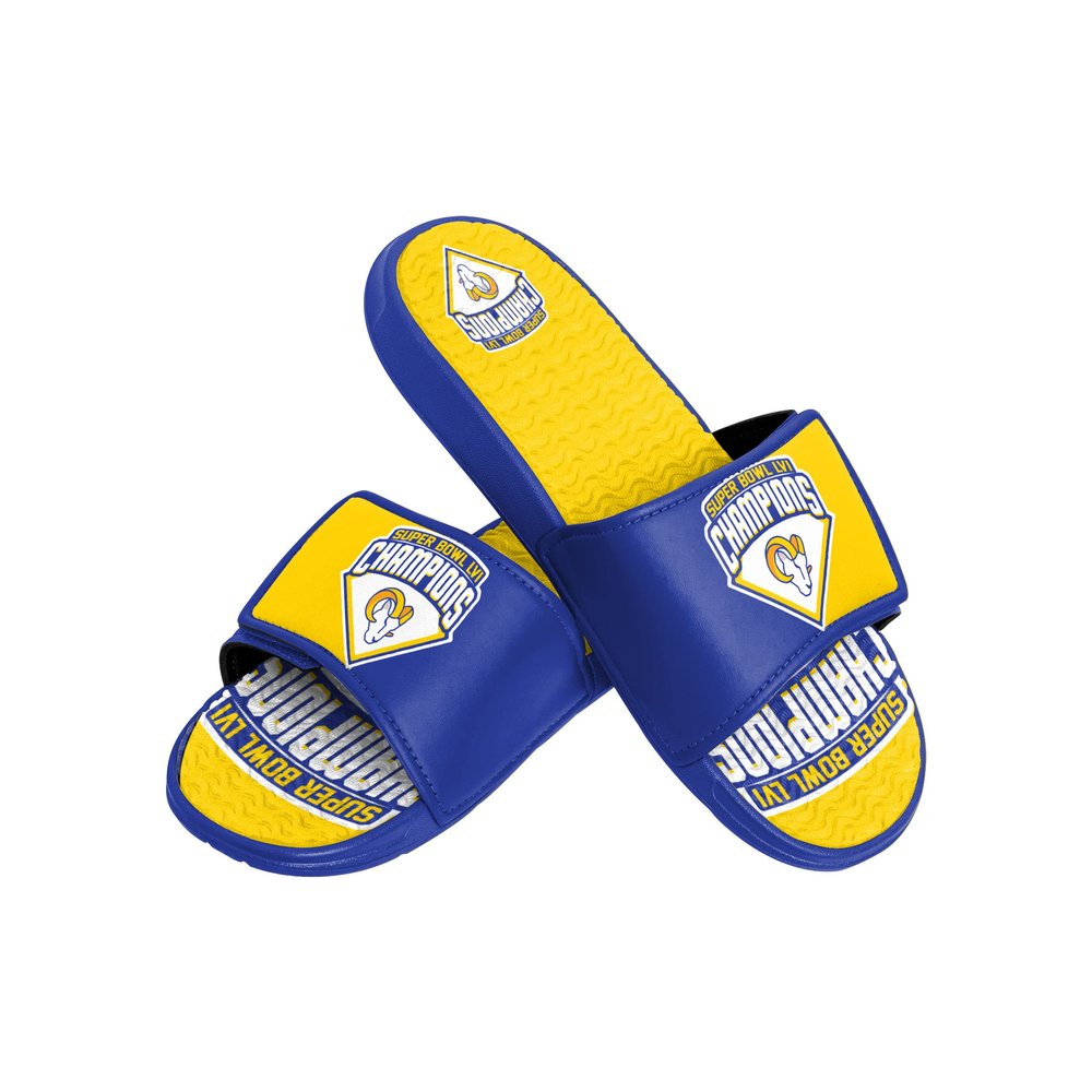 FOCO Los Angeles Rams NFL Super Bowl LVI Champions Mens Gel Slide - XL