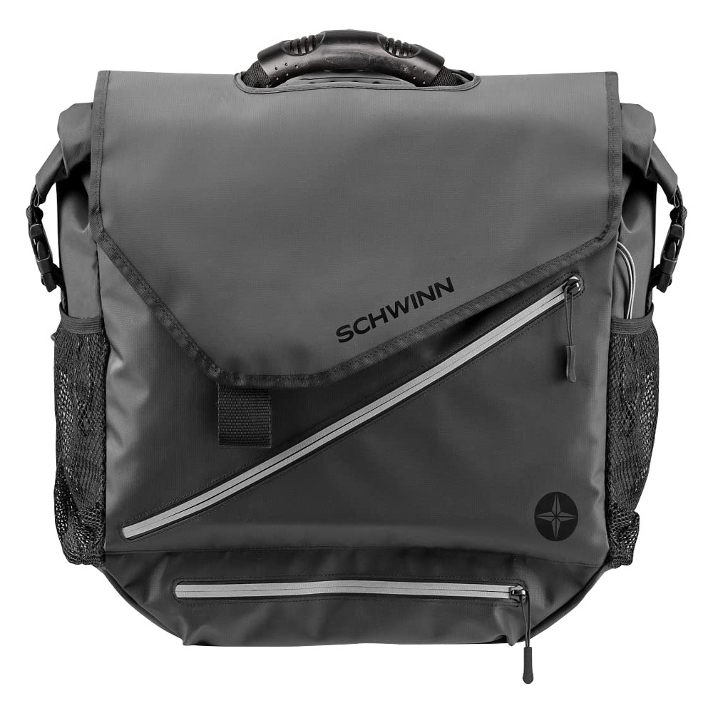 Schwinn Bike Bag, Packs and Storage, Easy to Attach, Hold Cell Phones, Snacks, Wallet, Mounted Bicycle Accessories, Commuter Pannier, Black
