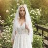 SAMKY 1T 1 Tier Pencil Edge Bridal Wedding Veil - White Knee Length 45" V654 view 2