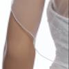 SAMKY 1T 1 Tier Pencil Edge Bridal Wedding Veil - White Knee Length 45" V654 view 4