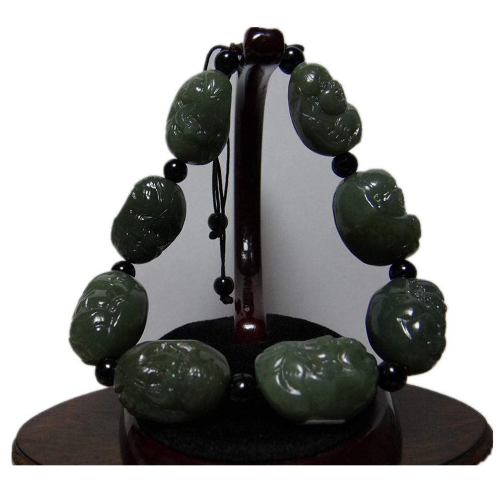 1" China Nature Certified Nature Hetian Nephrite Jade The Eight Immortals Hand Carved Bangle Bracelet 4394