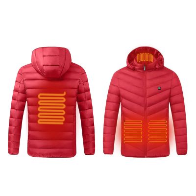 Warm Heating Coat for Womens Mens USB Smart Heated Jacket Lightweight Quilted Puffy Down Jacket Outdoor Coat