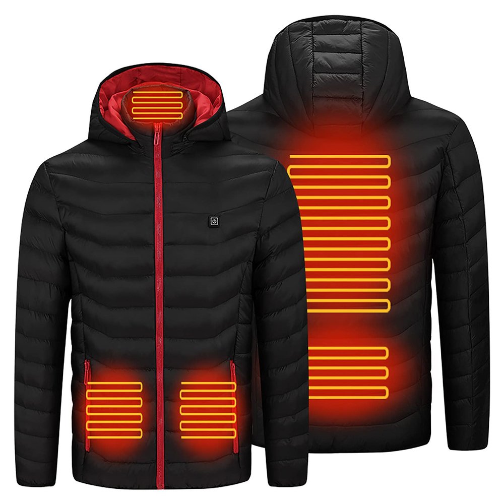 Warm Heated Hooded Jacket Women's Men's Lightweihgt Electric Winter Coat Outdoor Smart Heating Clothing for Travel