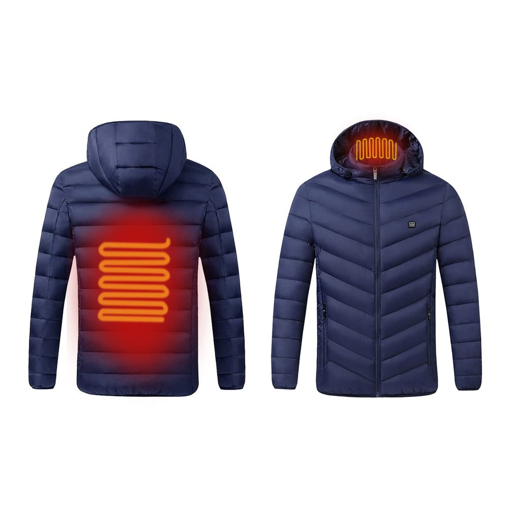 tuduoms Smart Heating Coat USB Electric Heated Jacket Hooded Quilted Lightweight Warm Winter Puffer Jacket for Women Men