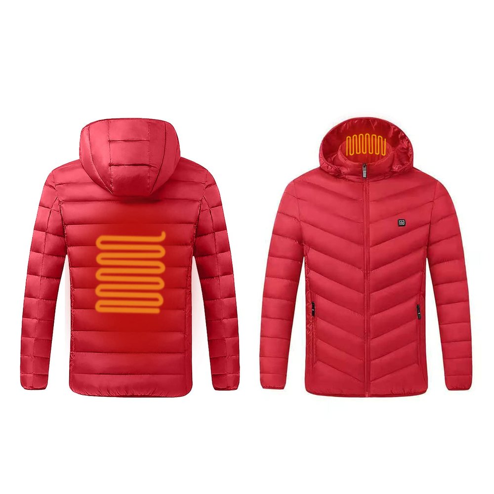 tuduoms Smart Heating Coat USB Electric Heated Jacket Hooded Quilted Lightweight Warm Winter Puffer Jacket for Women Men