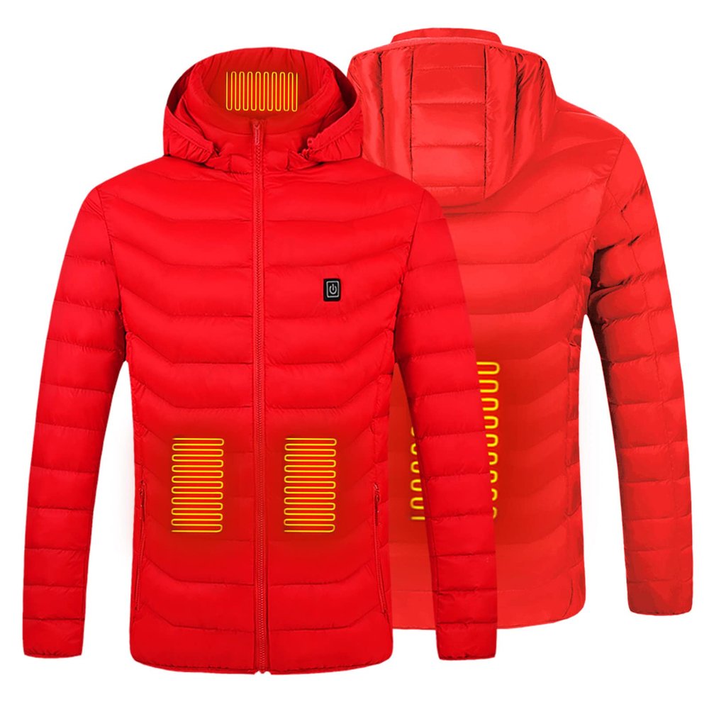 tuduoms Heated Down Jacket for Women Men USB Heating Puffer Coat Lightweight Warm Winter Quilted Puffy Snow Suit Outwear