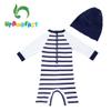 upandfast Baby/Toddler One Piece Zip Sunsuits with Sun Hat UPF 50+ Sun Protection Infant Beach Swimsuit (White, 24-36 Months) view 3