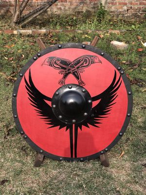 ARTIZANSTORE Aged Wood Shield Old Wooden Vikings Shield - SCA/LARP/Norse/Norway/Antique/Armor