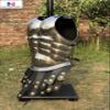 Nautical-Mart Medieval Roman King Leonidas 300 Spartan Helmet W/Red Plume + Muscle Body Armor Cuirass + Shield + Leg Or Arm Guard Silver Halloween Costume (Muscle Armor) view 3