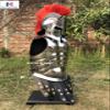 Nautical-Mart Medieval Roman King Leonidas 300 Spartan Helmet W/Red Plume + Muscle Body Armor Cuirass + Shield + Leg Or Arm Guard Silver Halloween Costume (Spartan Helmet w/Cuirass) view 2