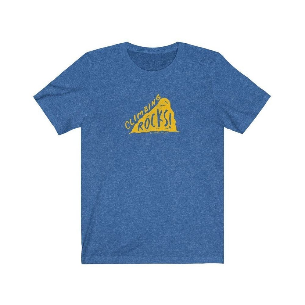 Climbing Rocks! Unisex Rock Climbing and Bouldering T-Shirt, Gift for Rock Climber Heather True Royal/M