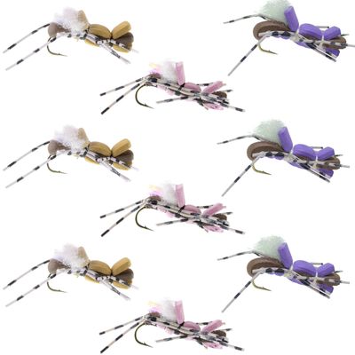 The Fly Fishing Place Fat Albert Assortment Foam Body High Visibility Grasshopper Dry Fly - 9 Flies - 3 Colors - Hook Size 10 - Hopper Dropper Indicator Fly