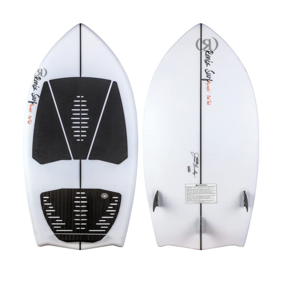 Ronix Flyweight Bat Tail Wakesurf Board, Glacier White / Red, 4' 4" Narrow