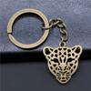 2Pcs Hollow Leopard Head 28x26mm Pendant 30mm Key Ring Chain (ancient bronze) view 2