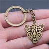 2Pcs Hollow Leopard Head 28x26mm Pendant 30mm Key Ring Chain (ancient bronze) view 3