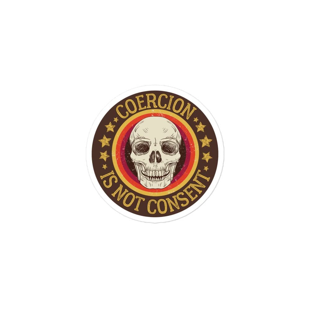 Coercion is not Consent Sticker, Retro Rainbow Skull Decal, Stop The mandates, I Will not Comply, Freedom Fighter