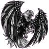Screaming American Bald Eagle Wings Black and White decal (36" x 36") view 1