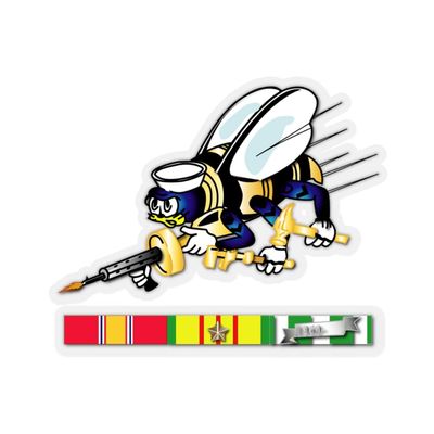 Kiss-Cut Stickers - Navy - Seabee - Bee Only w VN SVC (2"x2", White)