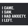 3X-Large Black Mens I Came I Saw I Had Anxiety I Left Funny Introvert T-Shirt view 4