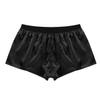 Linjinx Men's Sliky Loose Sleepwear Underwear Satin Boxers Shorts Nightwear Male Underpants Black Large view 3