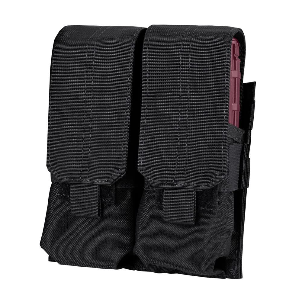 Molle Tactical Double Mag Pouch, 4 Full Mag Size (Closed Top) - Black