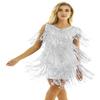 Linjinx Women's Sequins Tassels Flapper Dress Sexy 1920s Latin Tango Cha Cha Dancewear Silver Medium view 2