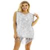 Linjinx Women's Sequins Tassels Flapper Dress Sexy 1920s Latin Tango Cha Cha Dancewear Silver Medium view 3
