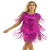 Linjinx Women's Sequins Tassels Flapper Dress Sexy 1920s Latin Tango Cha Cha Dancewear Rose X-Large view 2
