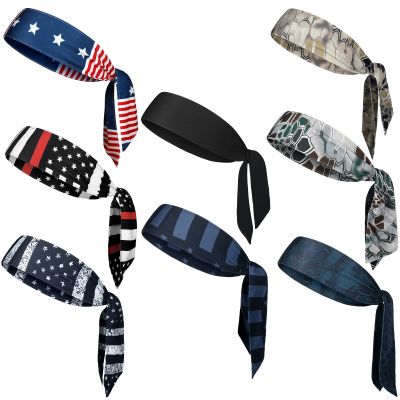 8 Pcs American Flag Bandana Headbands USA Head Tie Ninja Karate Sweatbands Adjustable Hair Wrap Bands for Men Kids Boys Workout Sports Tennis Basketball Running, Patriotic Labor Accessories