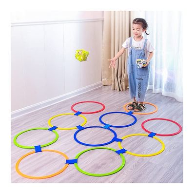 AGYHAM Kids Hop Floor Hopscotch Game 10 Rings 10 Buckles, Outdoor Family Game Garden Lawn Game Toss Ring for 3-12 Age Boys and Girls (Size : 38cm/15in)