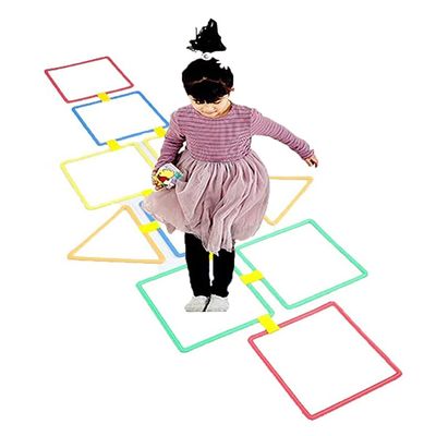AGYHAM Hop Floor Hopscotch Ring Game Set - 10 Rings 10 Buckles, Kindergarten Jumping Agility Speed Balance Coordination Game Ring (Size : 38cm/15in)