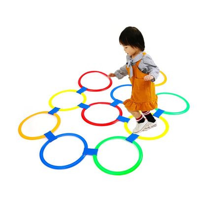 AGYHAM Kids Hop Floor Hopscotch Ring Game Set, Home Kindergarten Balance Coordination Agility Training Game Colorful Plastic Rings (Size : 48cm/18.9in)