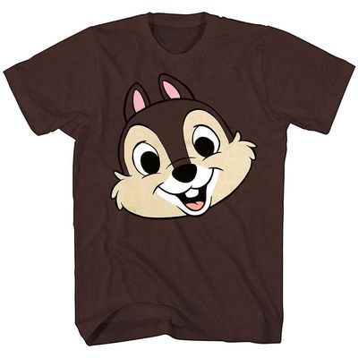 Animation Shops Chip 'N Dale Chipmunk Face Costume T-Shirt (X-Large, Brown, Chip)