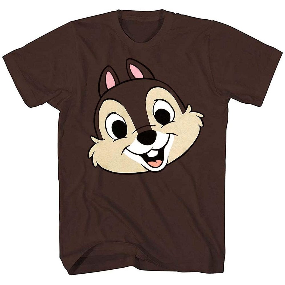Animation Shops Chip 'N Dale Chipmunk Face Costume T-Shirt (XX-Large, Brown, Chip)