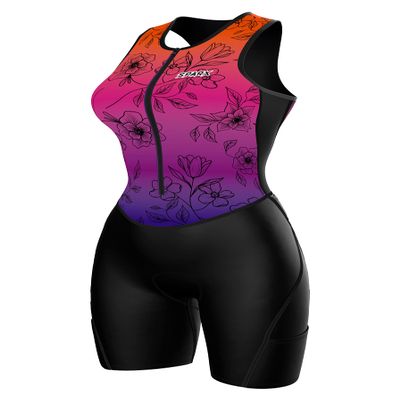 Sparx Women Triathlon Suit Tri Short Racing Cycling Swim Run (Small, Floral Blend)