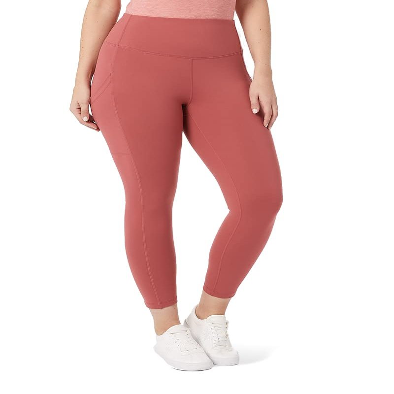 32 Degrees Womens High Waist Yoga Pants with Pockets | Workout Athletic Leggings, Soft Cranberry, Medium