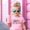 Olive Loves Apple Choose Kindness Colorful Retro Shirt for Baby Toddler and Kids for Girls White on Pink Shirt 3T view 2