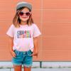 Olive Loves Apple Choose Kindness Colorful Retro Shirt for Baby Toddler and Kids for Girls White on Pink Shirt 3T view 3