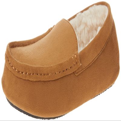 Amazon Essentials Men's Moccasin Slipper, Camel Microsuede, 14