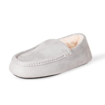Amazon Essentials Men's Moccasin Slipper, Grey Microsuede, 11