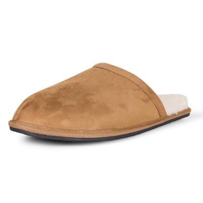 Amazon Essentials Men's Cozy Non Slip House Slippers, Chestnut Brown Microsuede, 11